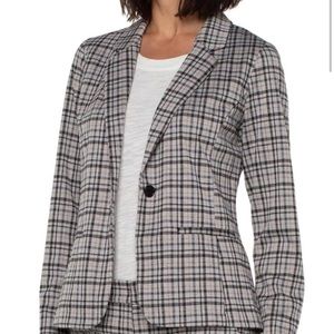 Sz L ⭐️NWT Liverpool Cashew (beige) Plaid Tartan Blazer